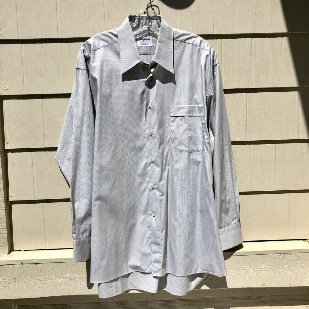 Lorenzini Dress Shirt Light Gray & White Check